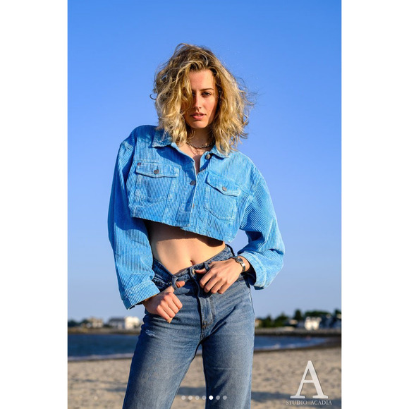 NWT Urban Outfitters BDG Carissa Cropped Corduroy Jacket in Blue XS - Picture 3 of 15